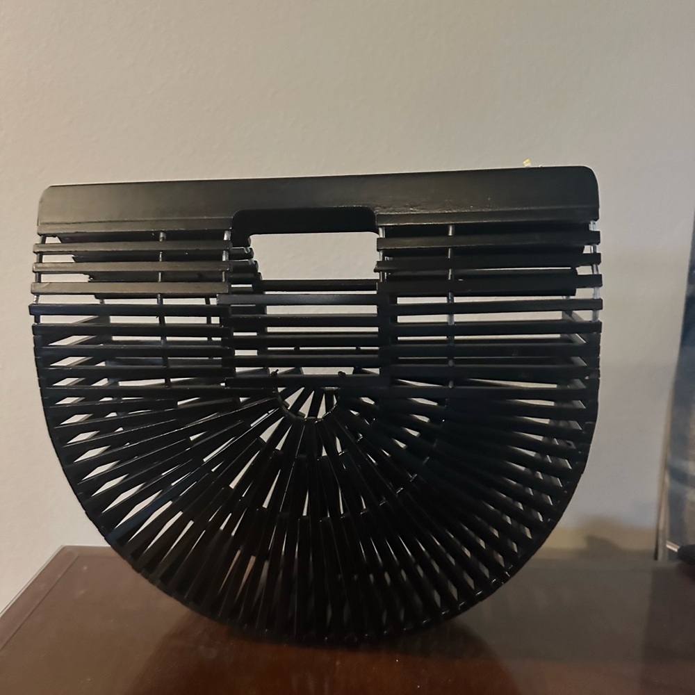 Black bamboo halfmoon clutch